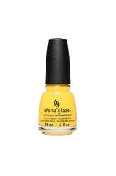 Forward-facing of China Glaze  Yellow nail lacquer bottle in Werk It Honey! color shade